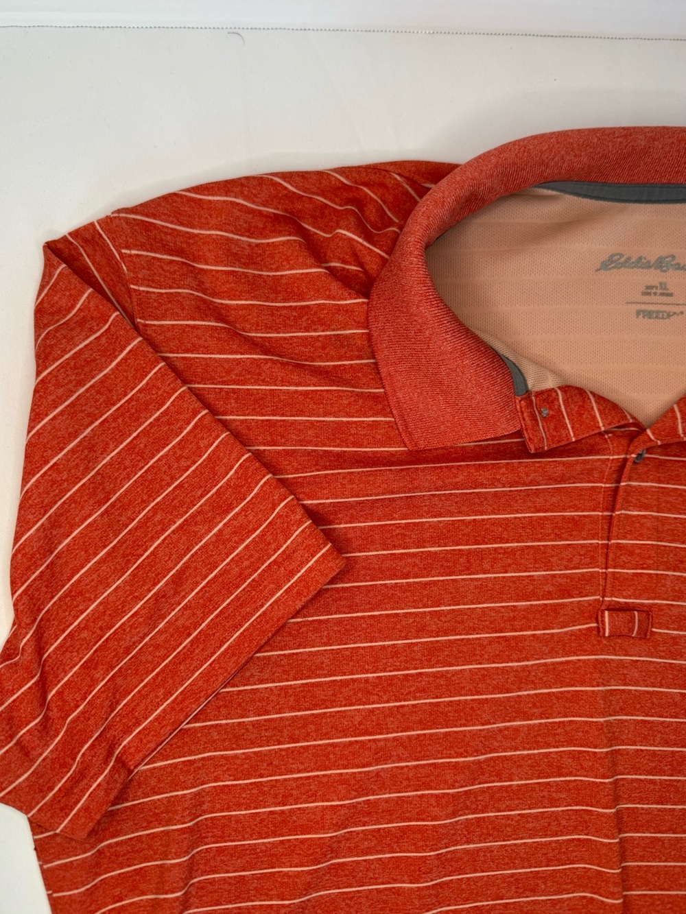 Eddie Bauer Orange-Red Striped Polo Shirt